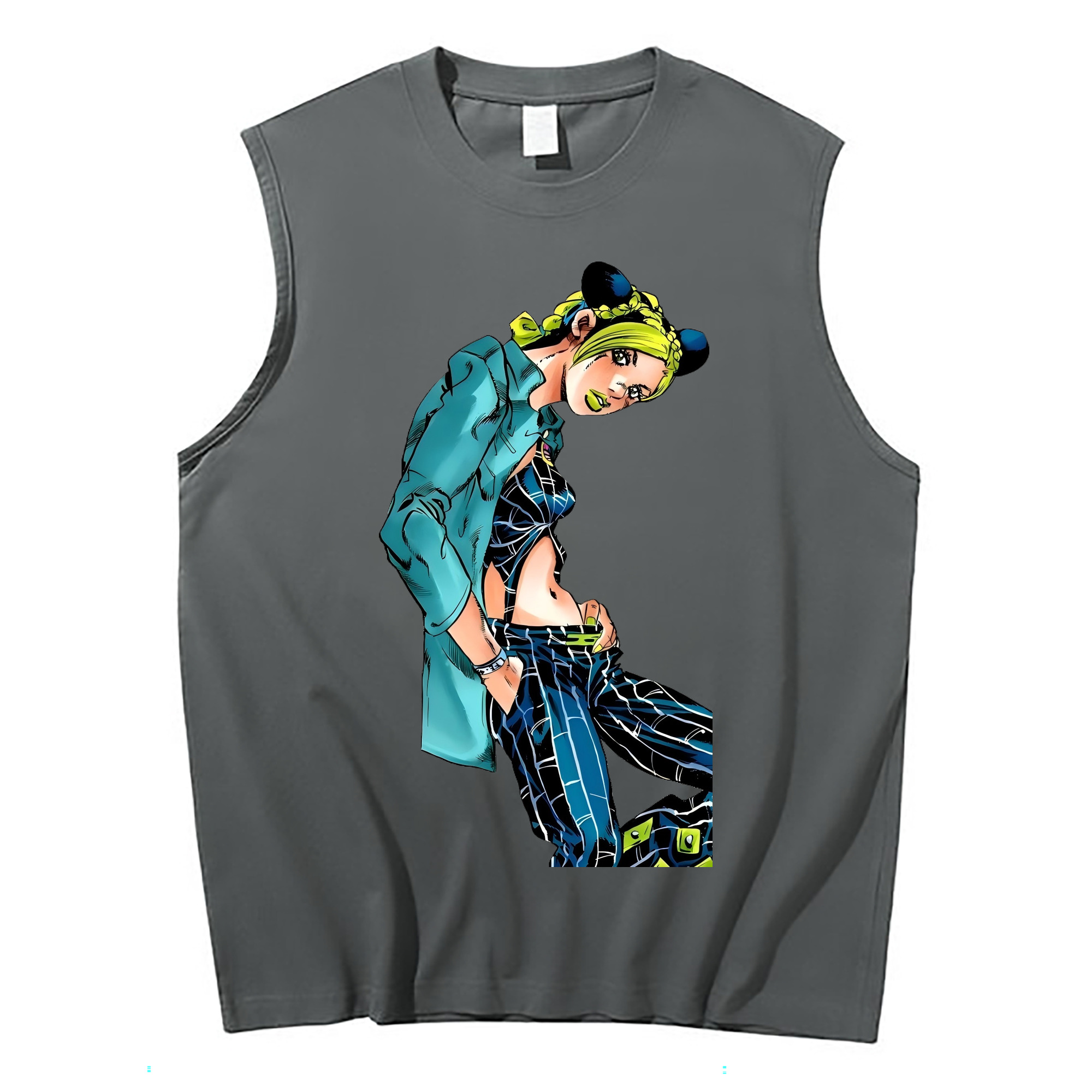 （画像用） "ジョジョの奇妙な冒険 くうじょう ジョリーン JoJo's Bizarre Adventure Jolyne Cujoh " コットン100％タンクトップ（フロントプリント）